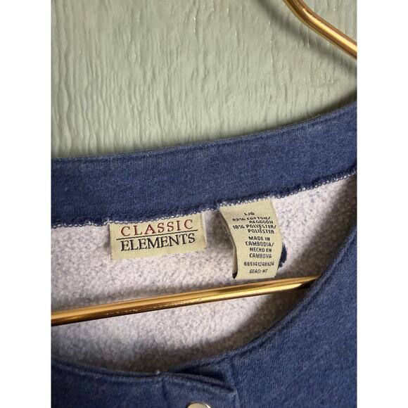 Vintage 90s Teddy Bear Fleece-Lined Cardigan Cozy 90s Snap Button Sweater LG - Picture 5 of 6